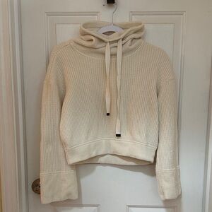 Prana Cream Funnel-Neck Drawstring Knit Sweater